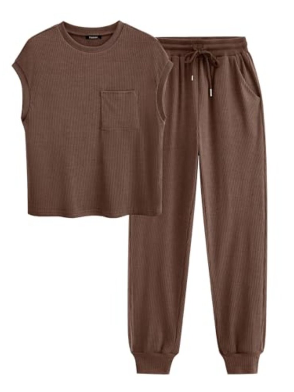 Women's 2 Piece Tracksuit Lounge Set Zip Up Joggers Sweatsuit Ribbed Knit